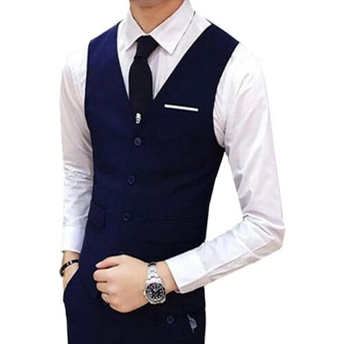 New 2021 High Quality Black Blue Groomsmens Wedding Prom Party Waistcoat Men Casual Wear Formal Business Male Vest