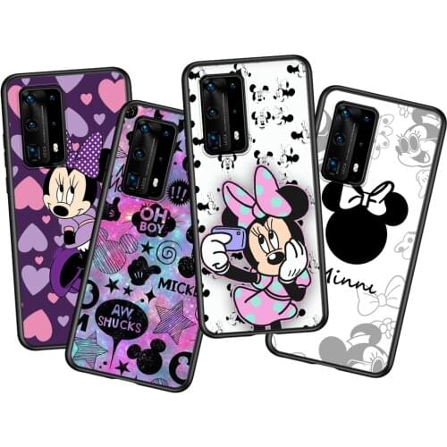 Mickey mouse print Soft TPU Silicone For Huawei P40 P30 P20 Pro P10 P9 P8 Lite RU E Mini Plus 2019 2017 Black Phone Case