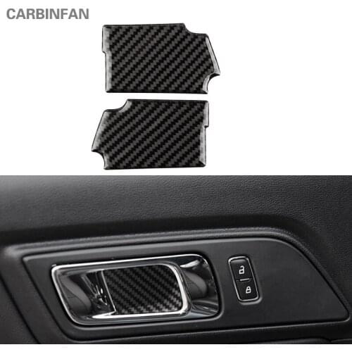 For Ford Mustang 2015 2016 2017 Carbon Fiber Stickers Interior Door Handles Bowl Cover trim Sticker Auto Car Stylings C546