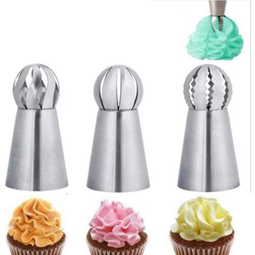 Russia Cupcake Stainless Steel Sphere Ball Shape Icing Piping Nozzles Pastry Cream Tips Flower Torch Pastry Tube Decoration Tool