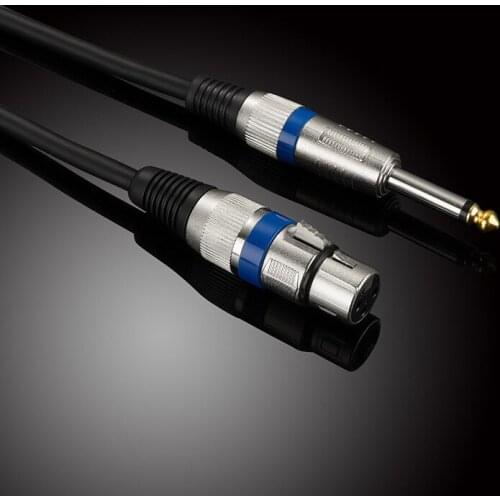 1Pcs 3M Nickel-plated Metal Plug 6.35mm 1/4"Mono Male Plug to 3Pin XLR Female Socket Audio Cable Mixer Microphone Mic with Cable