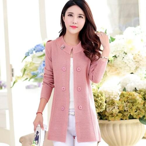 New style spring and autumn womens knit cardigan in the long paragraph wild color shawl sweater womens jacket
