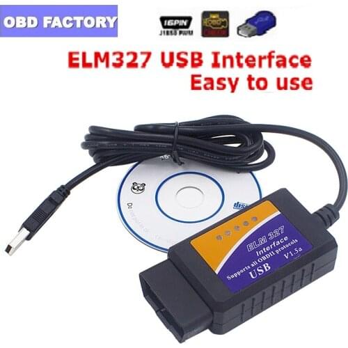 OBD2 ELM327 USB Bluetooth V1.5 ELM 327 USB OBD ScannerCar Diagnostic USB Cable Interface Support All OBD2 Protocols For Windows