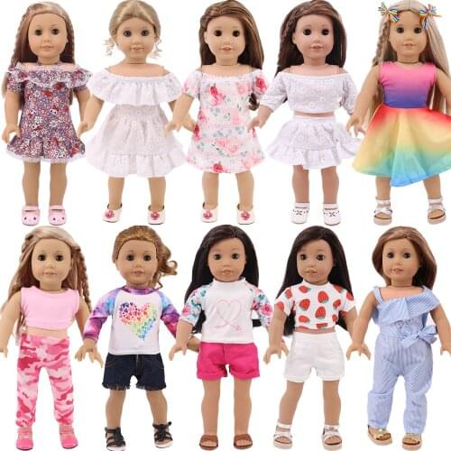 Rainbow Dress/Navel Sleeve One Shoulder For 18 Inch American Doll Grils & 43 Cm New Born Baby Accessories,Our Generation,Clothes