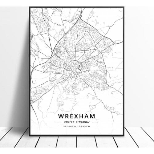 Wrexham York Chippenham Doncaster Plymouth Wolverhampton United Kingdom Map Canvas Art Poster
