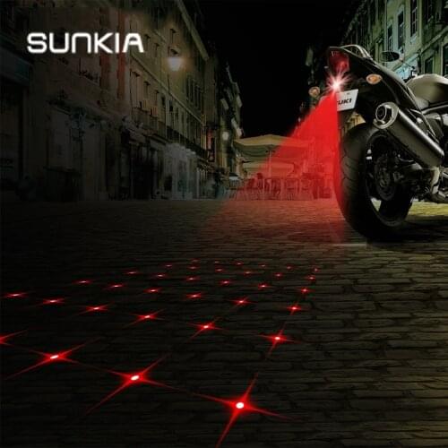 SUNKIA Cross-Star Pattern Motorcycle Fog Lights Motor Laser Fog Lamp Warming Signal Lights