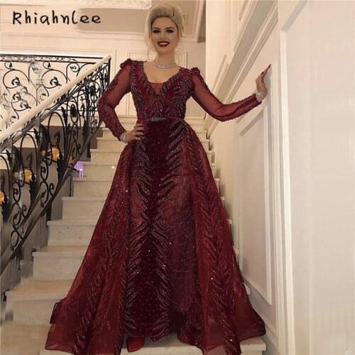 Rhiahnlee Long Sleeve Luxury Design Beading Evening Gowns 2020 Beaded Mermaid Formal Dress