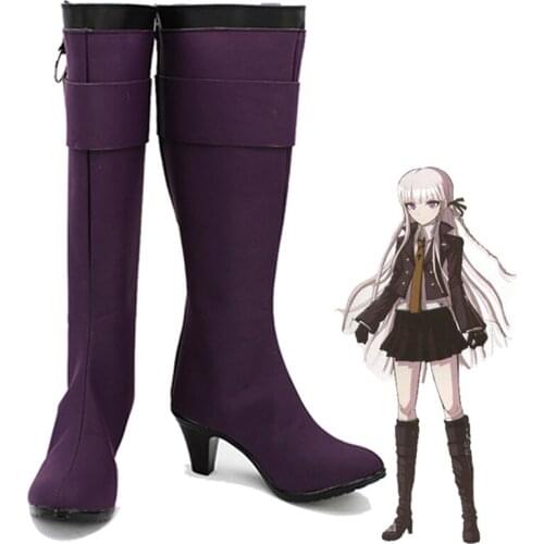 Game Danganronpa Kirigiri Kyouko Shoes Junko Enoshima Cosplay Boots High Heel Zipper Boots Halloween Costumes for Women Girls