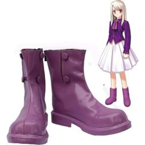 Fate Stay Night Cosplay Illyasviel Von Einzbern Purple Cosplay Boots Shoes Anime Party Cosplay Boots Custom Made Women Shoes
