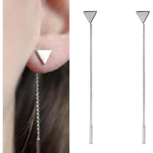 Stud Earrings Triangle Tassel Earrings For Women Brincos Silver Color Earing Brinco Snake Chain Earings Allergy-proof Earring