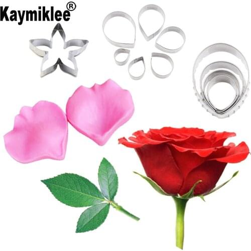 Rose Leaf & Bud Veiner &Cutter Flower Silicone Mold Gumpaste Sugarcraft Fondant Mould Cake Decorating Tools CS202