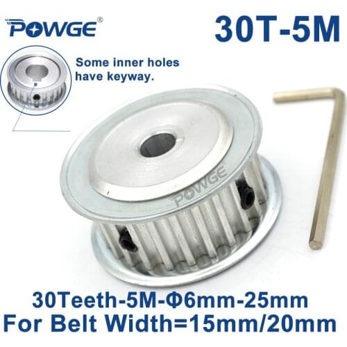 POWGE 30 Teeth HTD 5M Timing Synchronous Pulley Keyway Bore 8/10/12/14/15/16/17/18/19/20mm for Width 15/20mm HTD5M 30Teeth 30T