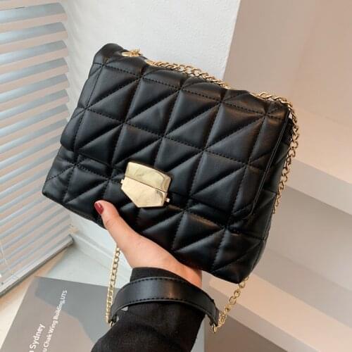 Soft PU Leather Chain Crossbody Bags for Women 2021 Fashion Embroidery Thread Female Shoulder Bag Designer Trend Cross Body Bag