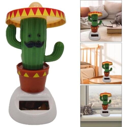 85LA Cactus Solar Powered Dancing Doll Automatic Swinging Car Ornament Figurines Miniature Home Decoration Kids Toys Gifts