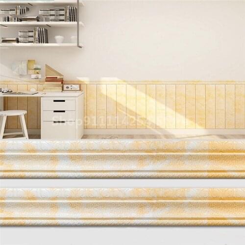 Waterproof Self-adhesive Foam Skirting Wall Stickers 3d Embossed Waist Line Floor Corner Line Skirting Board Sticker Wallpaper