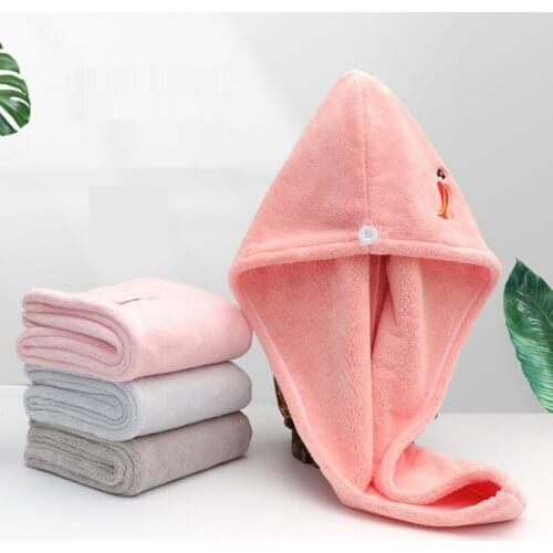 Magic Microfiber Hair Fast Drying Towel Thickened Hair Turban Shower Cap Bathroom Head Wrap With Button Super Absorbent Lady Hat