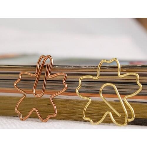 12pcs Cherry Blossom Paper Clip Bookmark Rose Gold Paperclip Office Pin Safety Clamp Binder Clip Memo Clip Decoration Binding