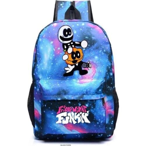 Starry Sky Backpack Friday Night Funkin Games School Bags For Teenage Girls Boys Laptop Bag Canvas Women Men Bookbag