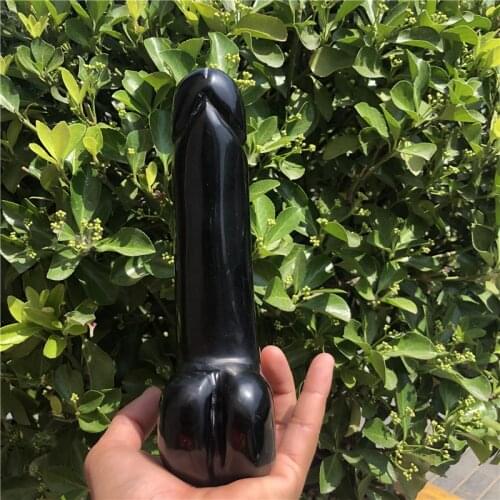 1pcs Natural obsidian crystal hand carved massage stick