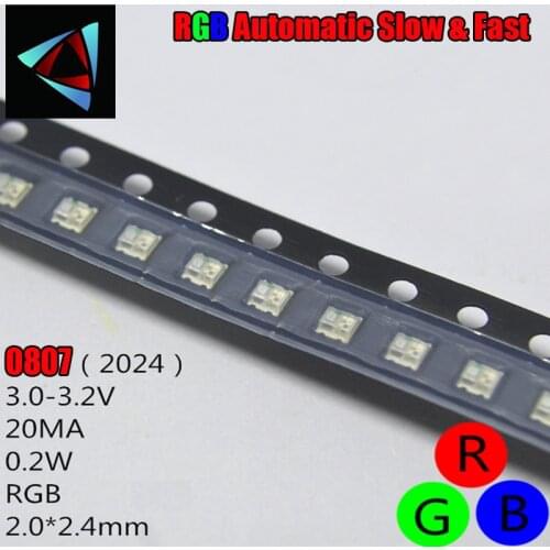 100Pcs 0807 Slow And Fast Flashing RGB SMD Led Lamp 0805 RGB Slow Fast Flash Diode Colorful Diodes DIY