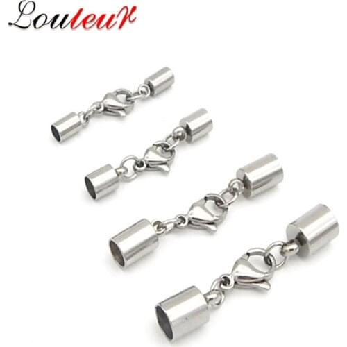 LOULEUR 5sets Stainless Steel Lobster Clasps Hook Fit 1.5/2/3/4/5/6/8mm Leather Cord Bracelets Connectors For Jewelry Making