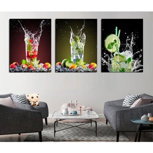 Abstract lemon juice drink Wall Art diamond Painting full square round drill Pictures hobby art paintings kitchen 3pcs/setZP-360