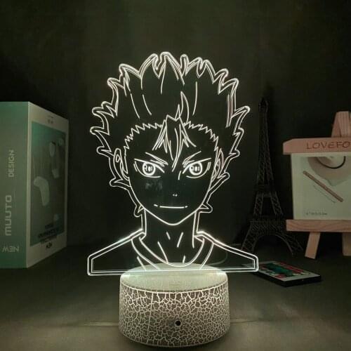 Acrylic Led Night Anime Figure Haikyuu Nishinoya Yuu for Kids Child Bedroom Decor Nightlight Rgb Colorful Desk Led Night Light