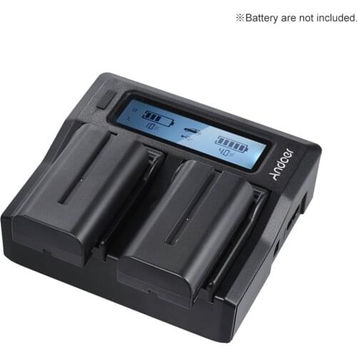 Andoer NP-F970 Dual Channel Digital Camera Battery Charger for Sony NP-F550/F750/F950/ NP-FM50/FM500H/QM71 + DC Car Charger