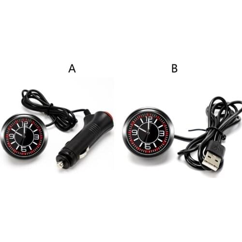 Car Dashboard Clock Universal Quartz Luminous Clock Glass Mirror Car Stick-on Clock Watch Automotive Accessories