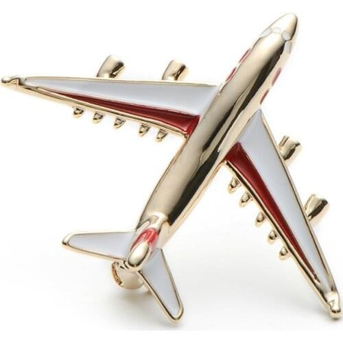 Airplane Brooch Pins Enamel Red Blue Plane Luxury Brand Brooches For Women Men Costumes Aircraft Brooch