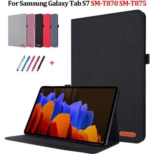 Case For Galaxy Tab S7 Case Cover T870 T875 Cowboy Flip Stand Tablet Cover Funda for Samsung Galaxy Tab S7 Case 11" + Stylus Pen