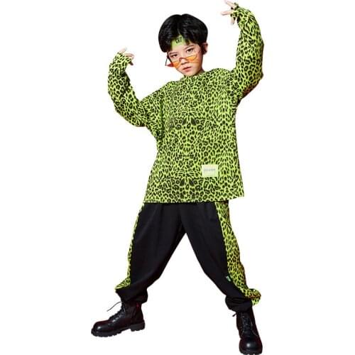 Kid Festival Jazz Dance Wear Costumes Clothes Boys Girls Ballroom Hip Hop Dancing Clothing Leopard Sweatshirt Street Dance Pants