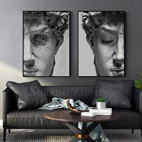 Europe Black White Statue Of David Wall Art Canvas Painting Posters Prints Hallway Pictures For Living Room Home Dining Decor