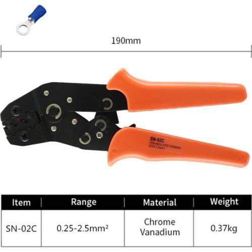 SN-28B crimping pliers 0.25-6mm2 24-10AWG plug tab terminals SN-48B/02C/05WF/06WF for tube insulation tools