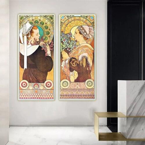 Citon Alphonse Mucha《Heather and Sea Holly》Canvas Art Oil painting Artwork Poster Picture Wall Decor Home Living room Decoration