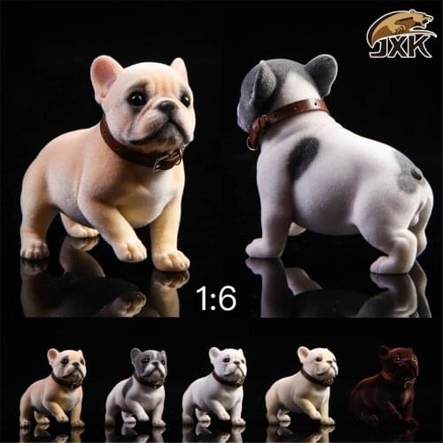 JXK 1/6 Hair French Bulldog Dog Pet Healing Figure Canidae Animal Collector Toy Resin Desktop Decoration Gift