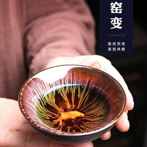 Ceramic Teacup Kiln Change Master Cup Single Cup Kungfu Tea Cup Product Tea Cup Built Single Cup Tea Set Household Tea Cup