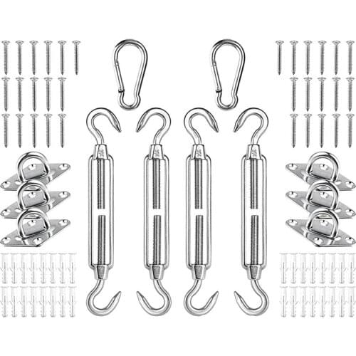 Stainless Steel Sun Shade Sail Hardware Installation Kit for Rectangle Triple-cornered Square Shade Sails, Turnbuckle
