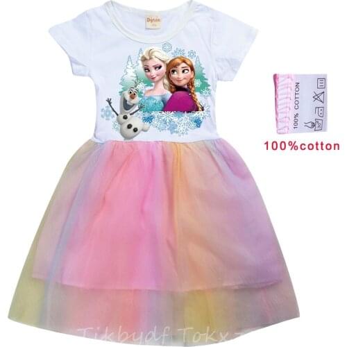 Girls Princess Summer Dresses Frozen Elsa Anna Toddler Cospaly Dress Kids Tutu Birthday Party Clothes for Children Ball Gown