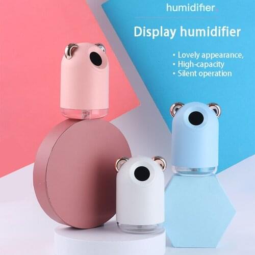 Mini USB Air Humidifier LED Display Night lamp 220ML Cute Ears Ultrasonic Aroma Diffuser for Home Office Fogger Mist Maker Gift