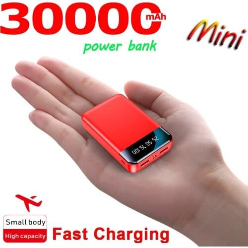 Mini Power Bank 30000mah Portable Mobile Phone Charger Digital Display LED Light Outdoor Travel Powerbank for Xiaomi Samsung