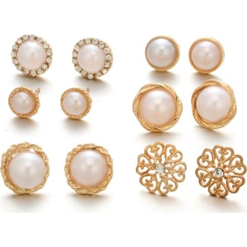 Fashion Diamond pearl Temperament earrings Novelty earrings for women Ear clip Studs Outfit Simple couple earrings