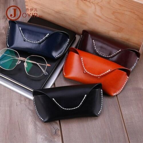 Classic Vintage genuine leather Glasses Case Cover Magnetic Sunglasses Glasses Holder Box Solid Sunglasses Pouch glasses bag