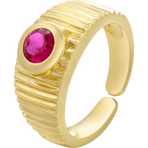 Men Women Ring Gold Silver Color Open Cuff Round Cubic Zirconia Lady Finger Ring Wedding Engagement Adjustable Minimalist Trendy