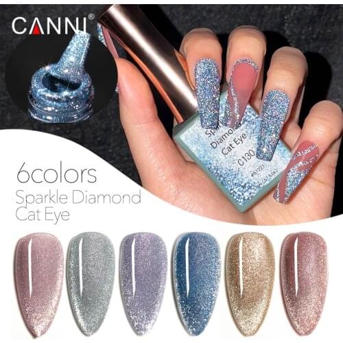 CANNI New 16ml 6 Colors/Set Sparkle Diamond Cat Eye Set Manicure Nail Art Glitter UV Soak Off Nail Gel polish kit