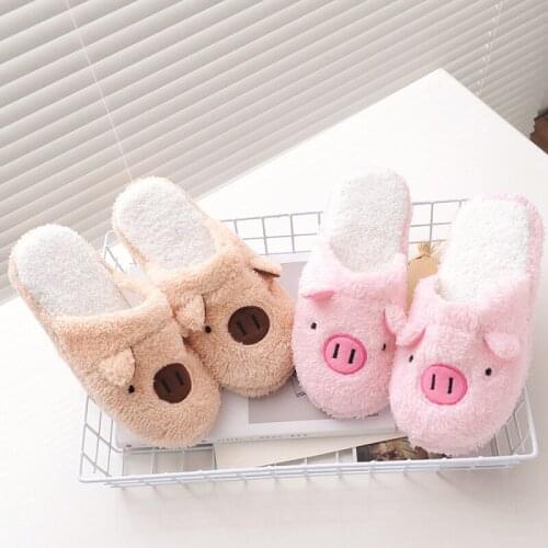 New Winter Womens Slipper Home Shoes For Women Chinelos Pantufas Adulto Fashion Lovely Bear Pig Indoor House Slippers With Fur