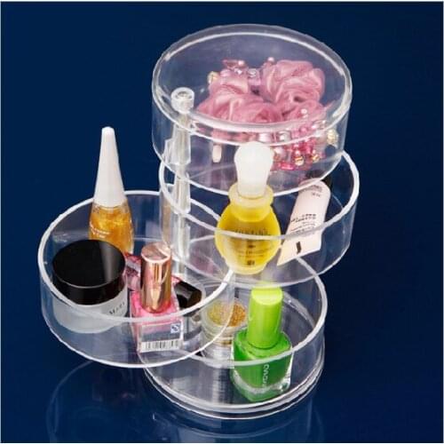 New Acrylic Transparent Rotation Jewelry Cosmetics Makeup Organizer Storage Box Container Case Lipstick Liner Brush Holder