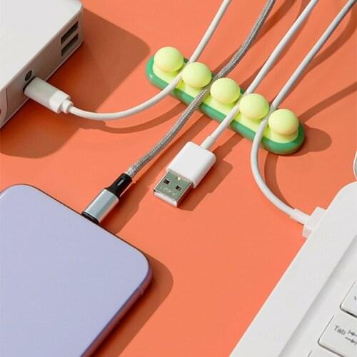 Cable Organizer USB Charger Wire Winder Self Stick Silicone Wire Clip For Office Desktop Cable Management Organizer Cord Clip