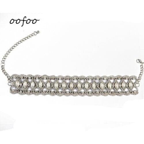 Oofoo Retro Short Rhinest Necklace Leaf Jewelry2020 for Women Wedding BanquetFull Rhinestone Pattern Necklace NewYearGift