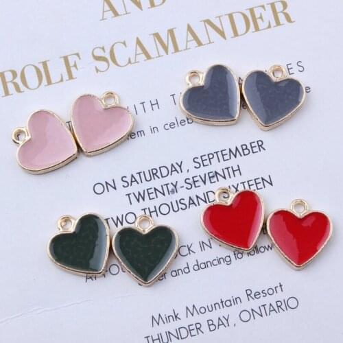 Tattoo Love Heart Pendant 15*16mm Enamel Gold Korean Charms DIY Jewelry Accessories For Handmade Necklace Keychains